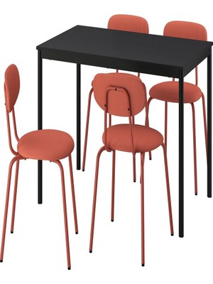 IKEA Siyah Pratik Yemek Masası 4 Sandalyeli