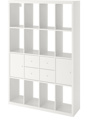IKEA Beyaz Fonksiyonel Kitaplık Raf Ünitesi 147X147 cm
