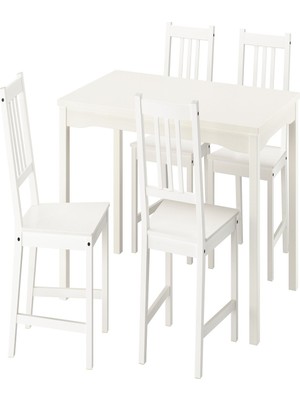 IKEA Beyaz Kullanışlı Yemek Masası 4 Sandalyeli