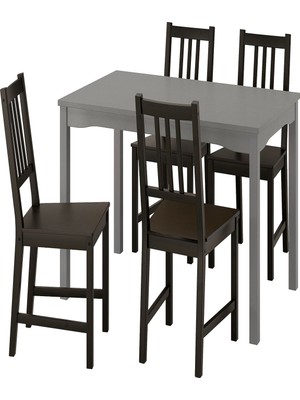 IKEA Gri Kullanışlı Yemek Masası 4 Sandalyeli
