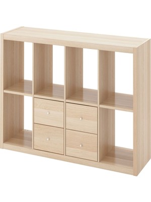 IKEA Meşe Pratik Kitaplık Raf Ünitesi 147X77 cm