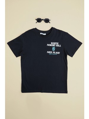FullaModa Whıte Nordıc Hıll Yazı Baskılı Erkek Çocuk Tişört