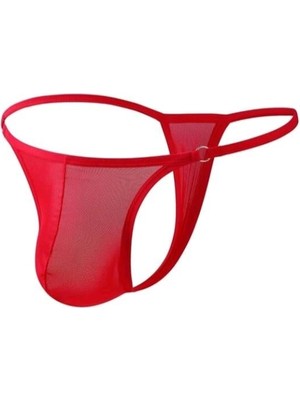 Belirtilmemiş Erkek Kırmızı Transparan Tanga Iç Giyim
