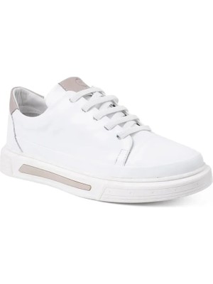 Mammamia 3870 Hakiki Deri Günlük Kadın Ayakkabı-Beyaz