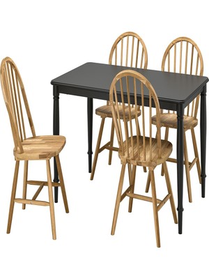 IKEA Siyah Pratik Yemek Masası 4 Sandalyeli