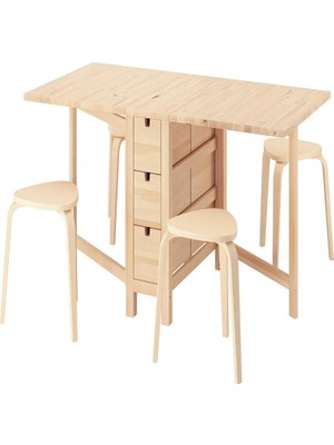 IKEA Huş Modern Yemek Masası 4 Tabureli