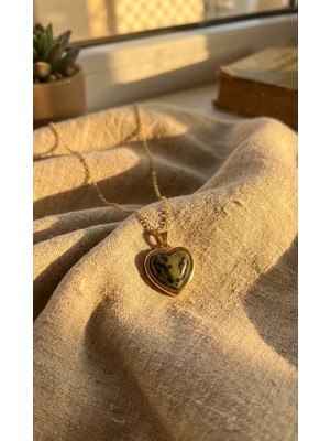 316L Çelik Yağ Yeşili Kalp Model Kolye