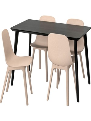IKEA Siyah Fonksiyonel Yemek Masası 4 Sandalyeli