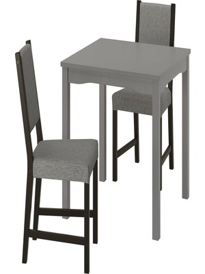 IKEA Gri Kullanışlı Yemek Masası 2 Sandalyeli