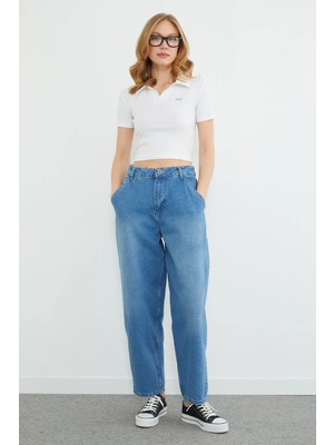 FullaModa Yüksek Bel Şalvar Jean