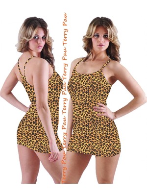 Belirtilmemiş TP101204 Leopar Tank Top Elbise