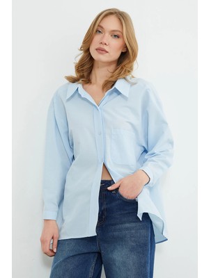 FullaModa Basic Tek Cepli Oversize Gömlek