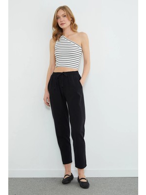 FullaModa Beli Bağlamalı Cepli Gabardin Pantolon