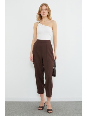 FullaModa Çimalı Fermuarlı Pensli  Pantolon