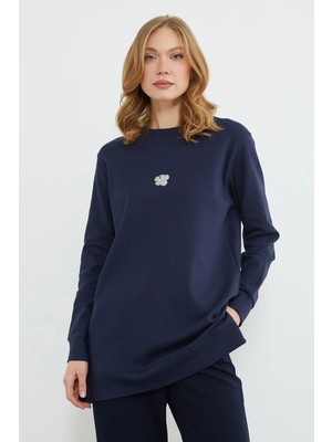FullaModa Fullamodest Lotus Çiçeği Kabartmalı Oversize Tunik