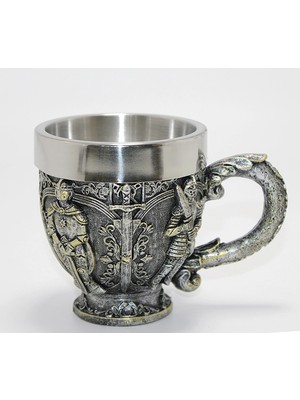 Marsilyan Şövalye Kabartmalı Paslanmaz Çelik Kupa Bardak