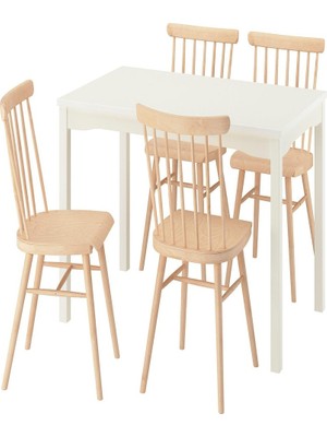 IKEA Beyaz Dayanıklı Yemek Masası 4 Sandalyeli