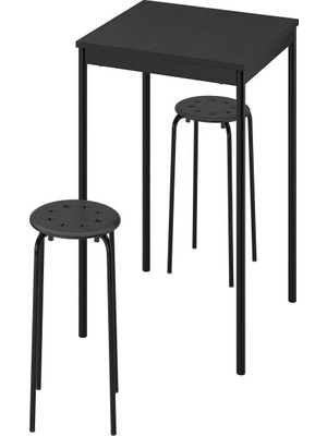 IKEA Siyah Kullanışlı Yemek Masası 2 Tabureli