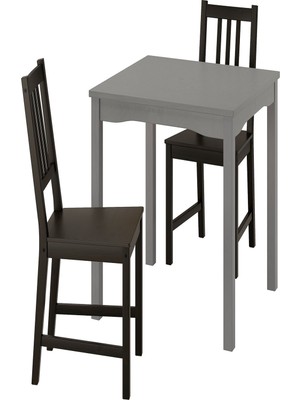 IKEA Gri Kullanışlı Yemek Masası 2 Sandalyeli