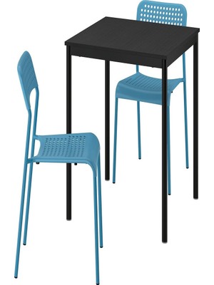 IKEA Siyah Modern Yemek Masası 2 Sandalyeli
