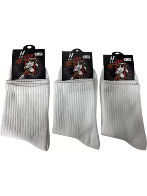 Marsilyan Yalıncak Uzun Konç Kolej Çorap Beyaz Desensiz 12 Adet