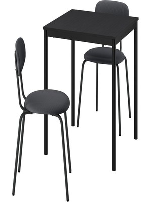 IKEA Siyah Pratik Yemek Masası 2 Sandalyeli