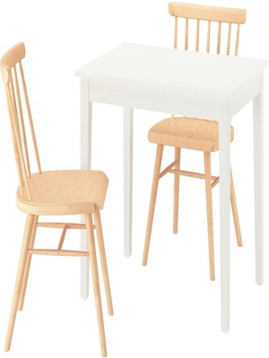 IKEA Beyaz Dayanıklı Yemek Masası 2 Sandalyeli