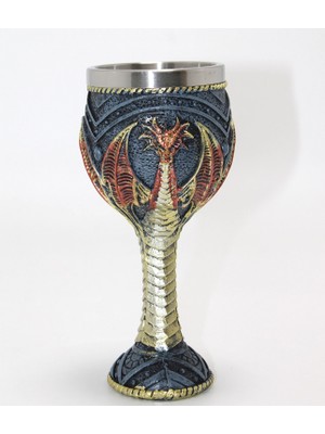 Marsilyan Ejderha Tasarımı 3D Kabartmalı Çelik Kadeh Bardak