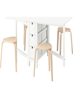 IKEA Beyaz Modern Yemek Masası 4 Tabureli