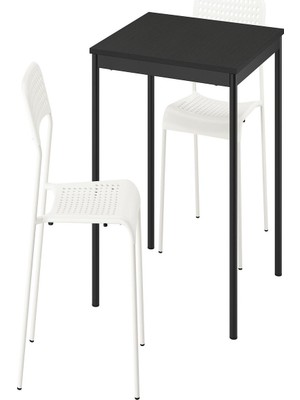 IKEA Siyah Modern Yemek Masası 2 Sandalyeli