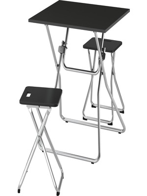 IKEA Siyah Şık Yemek Masası 2 Tabureli