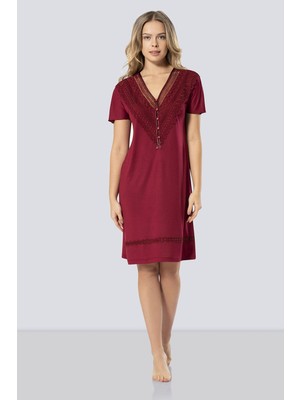 Türen Kadin V Yaka Gecelik 3282/BORDO
