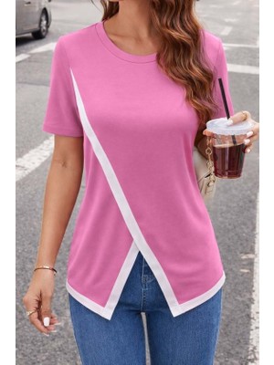 Evyora Kadın Kısa Kollu Bisiklet Yaka Viskon Bluz