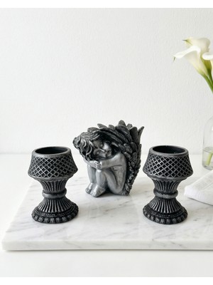 Zedef Tasarım Zen Kanatları Heykel ve Mumluk Seti