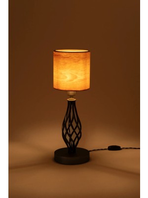 Sade Wooden Lamp Atelier Tıkka Çam Kaplamalı Masa Abajur