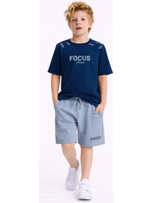 ButumiKids Erkek Çocuk Karakter Baskılı Bisiklet Yaka Pamuklu T-Shirt Şort Alt Üst