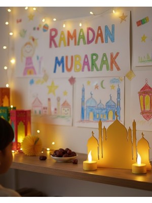 3D Cami Masa Üstü Dekor 2 Pilli LED Mumlu Hediye Set