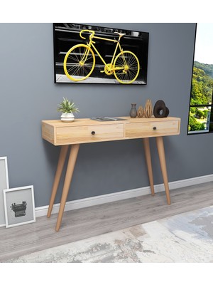 Feyza Design Bej Renkli Ahşap Antre Dresuarı - 110X30 cm