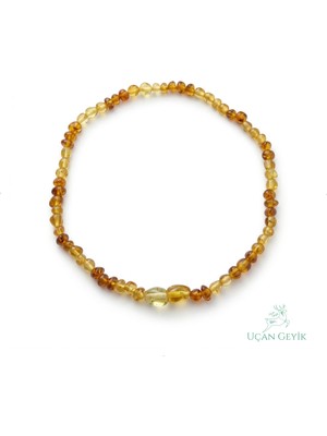 Uçan Geyik Kehribar Doğal Taş Bebek Kolyesi - Güçlü Bağışıklık ve Diş Çıkarma