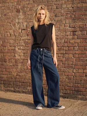 LTB Ribanalı Kol Detaylı Relaxed Siyah T-Shırt