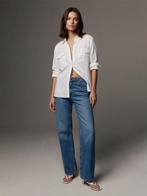 LTB Basic Cep Detaylı Beyaz Gömlek