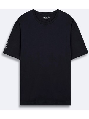 LTB Minimal Baskılı Relaxed Lacivert T-Shırt