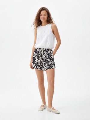 LTB Çiçek Desenli Siyah Şort