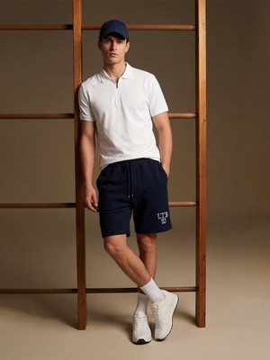 LTB Logo Baskılı Jakarlı Örme Lacivert Şort