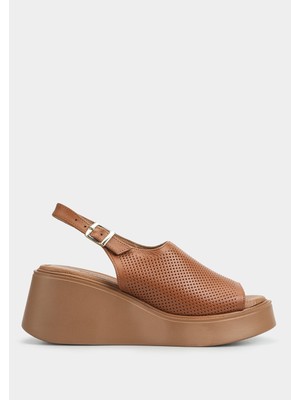 ProvoQ Taba Deri Kadın Topuklu Sandalet