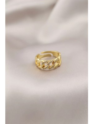 Aydogan's Gold Renk Metal Zincir Model Taşlı Kadın Yüzük - TJ-BYK2201