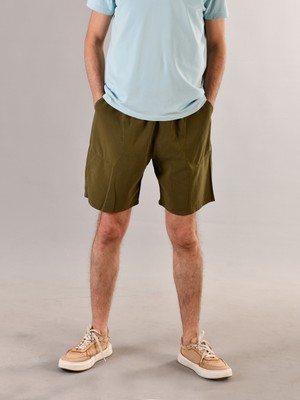 Duxa %100 Pamuk Keten Kumaştan Beli Lastikli ve Bağcıklı Erkek Rahat Kalıp Bol Kesim Günlük Ev Dış Spor Giyim Hambez Şort