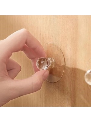 2 Adet Kristal Kendiliğinden Güçlü Yapışkanlı Kulp Askısı Tutma Kolu