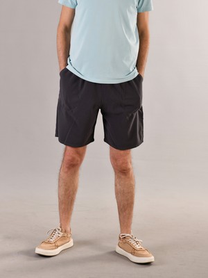 Duxa %100 Pamuk Keten Kumaştan Beli Lastikli ve Bağcıklı Erkek Rahat Kalıp Bol Kesim Günlük Ev Dış Spor Giyim Hambez Şort