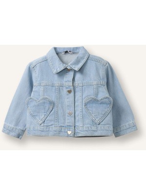 DeFacto Kalp Cepli Denim Ceket Kız Bebek H1150A526SM